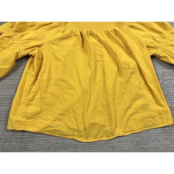 Lane Bryant Top Womens 22/24 Yellow Off Shouder Embroidered 100% Cotton - Picture 3 of 13